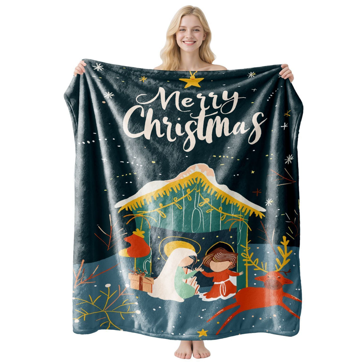 Daily‑use Flannel Air‑Conditioning Throw Blanket, Christmas & Halloween Home Ornament, Lovely Gift For Lounge And Nap Time, Style FLR‑100, Size M, 100x150cm