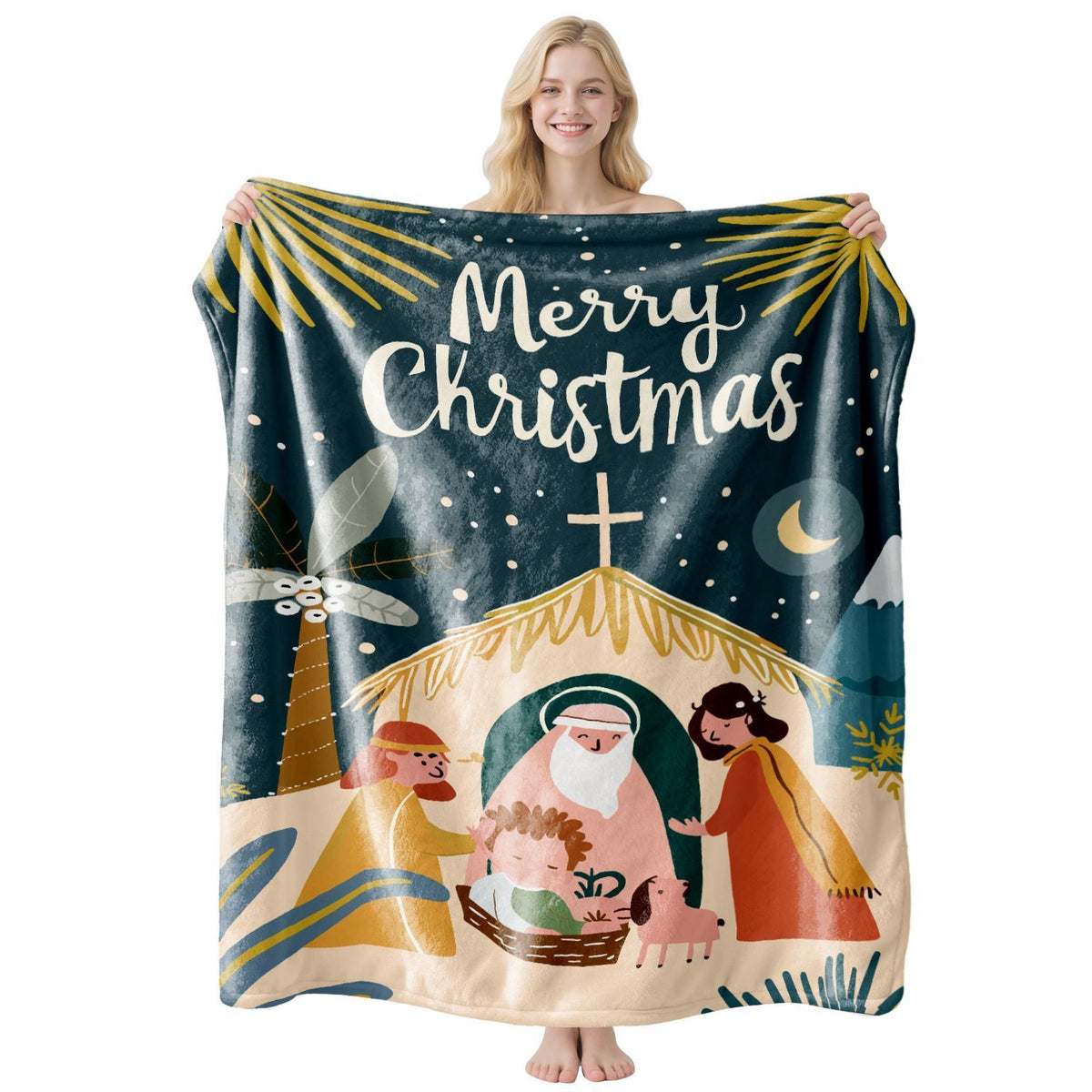 Soft Flannel Decorative Throw Blanket, Christmas & Halloween Air‑Condition Cover, Delightful Holiday Gift For Daily Relax, Style FLR‑102, Size XS, 75x100cm