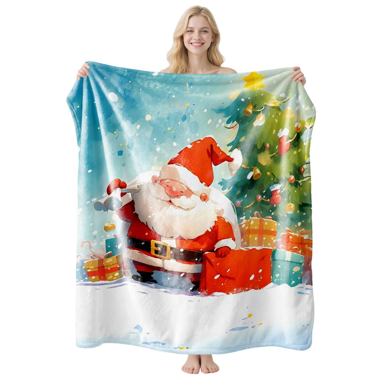 Decorative Festive Flannel Throw Blanket, Multi‑use Air‑Condition Cover, Perfect Gift For Christmas & Halloween Home Layout, Style FLR‑116, Size L, 130x150cm