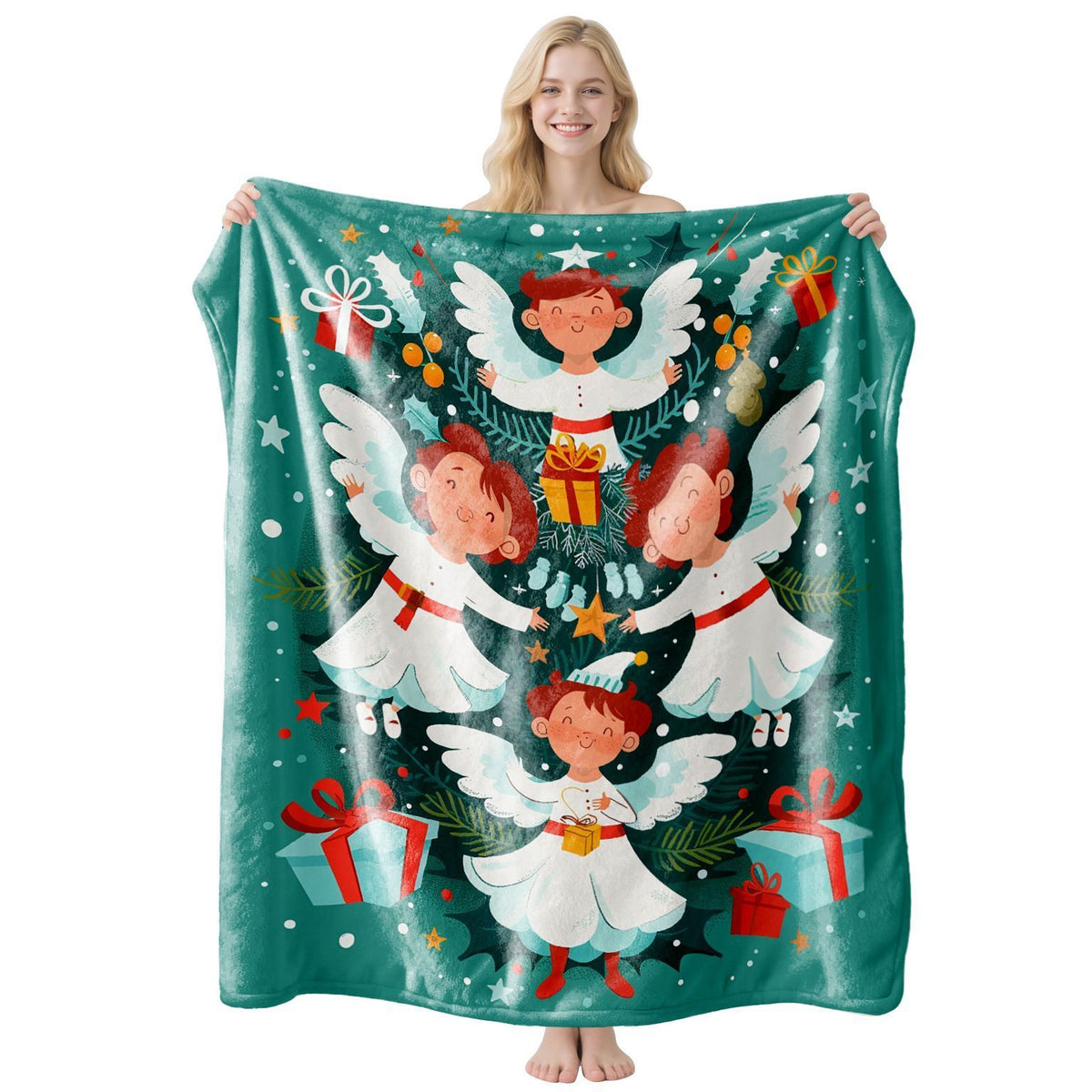 Light‑Duty Holiday Flannel Blanket, Sofa Bed Throw Ornament, Desirable Present For Christmas & Halloween Family Holiday Gifting, Style FLR‑185, Size S, 100x130cm