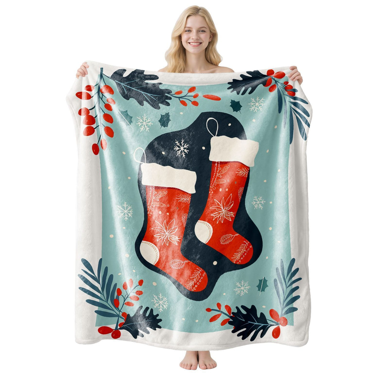 Eye‑Catching Festive Flannel Throw Blanket, Multi‑Functional Air‑Condition Cover, Perfect Gift For Christmas & Halloween Interior Arrangement, Style FLR‑189, Size L, 130x150cm