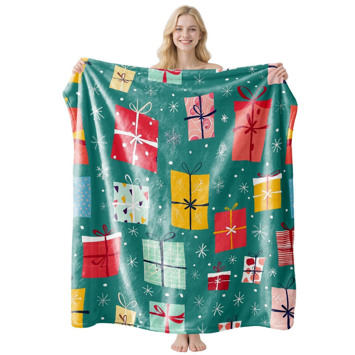Decorative Holiday Flannel Throw Blanket, Multi‑use Air‑Condition Cover, Perfect Gift For Christmas & Halloween Household Arrangement, Style FLR‑196, Size L, 130x150cm