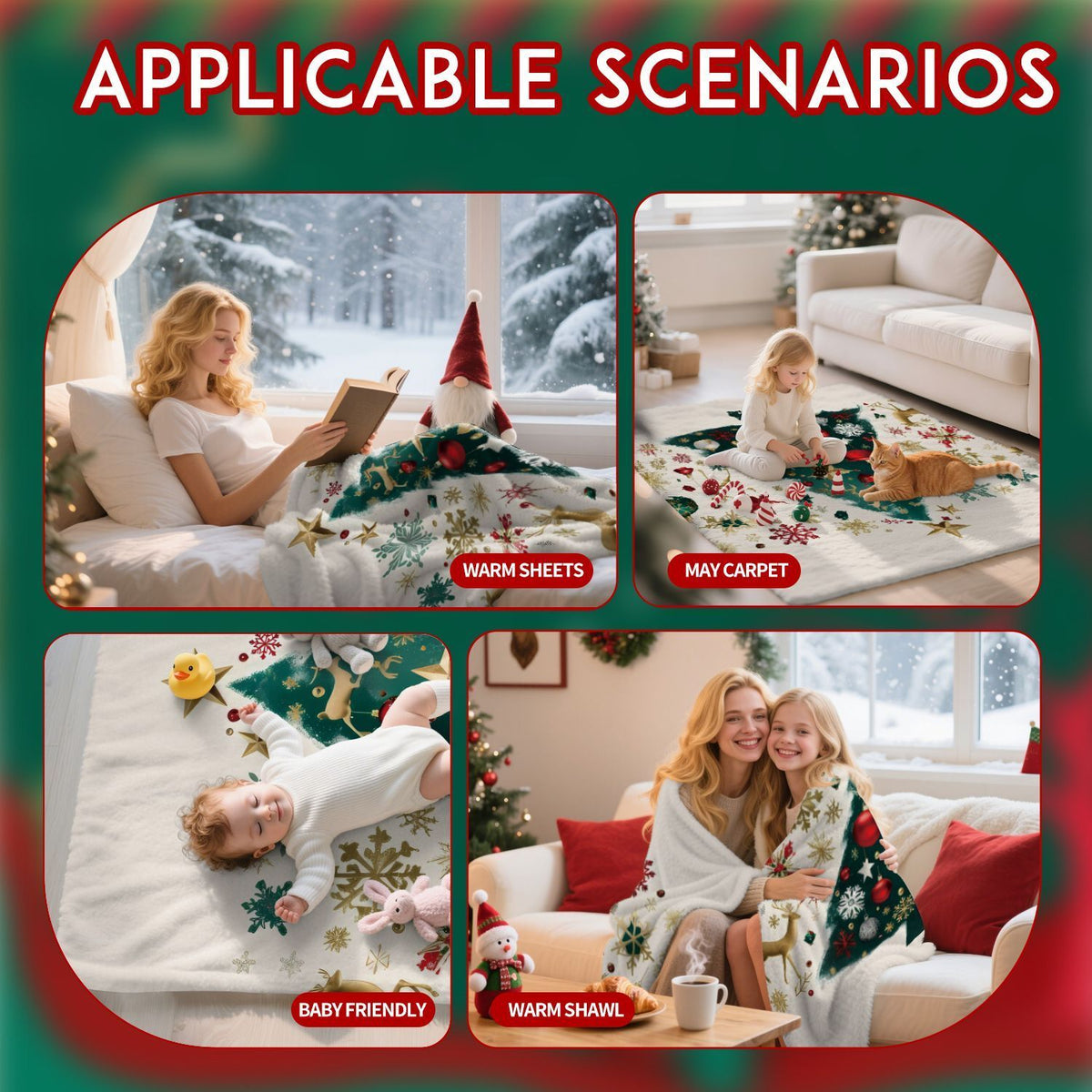 Decorative Holiday Flannel Throw Blanket, Multi‑use Air‑Condition Cover, Perfect Gift For Christmas & Halloween Household Arrangement, Style FLR‑196, Size L, 130x150cm