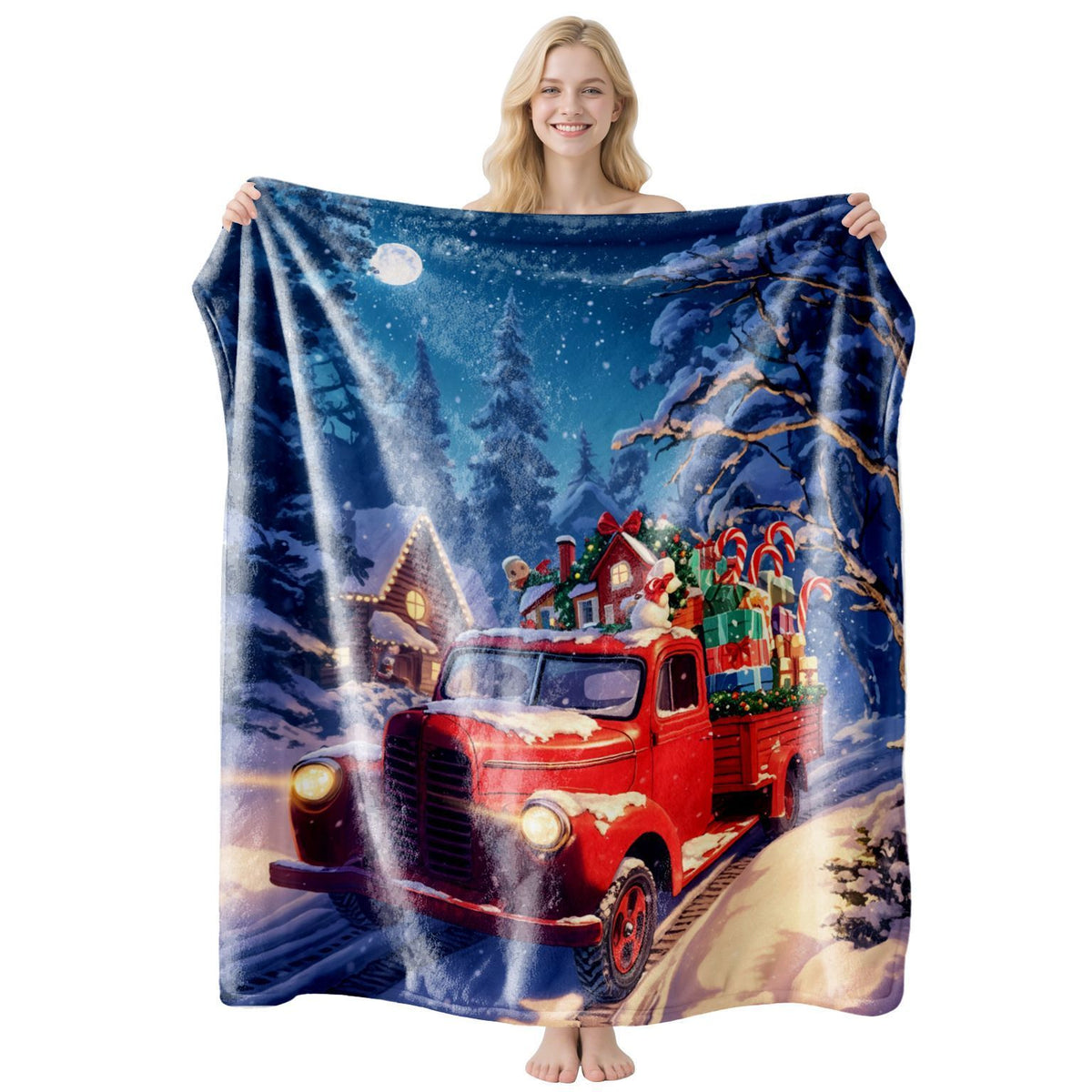 Decor‑oriented Festive Flannel Throw Blanket, Comfort Nap Cover, Perfect Gift For Christmas & Halloween Home Festival Setting, Style FLR‑201, Size L, 130x150cm