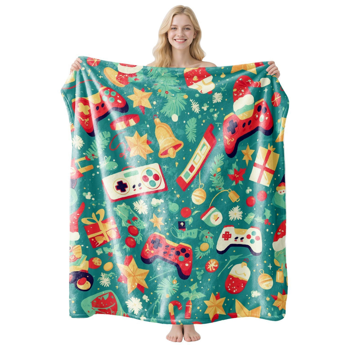 Comfort‑First Flannel Holiday Throw Blanket, Christmas & Halloween Soft Air‑Condition Cover, Thoughtful Present For Household Interior Styling, Style FLR‑207, Size S, 100x130cm
