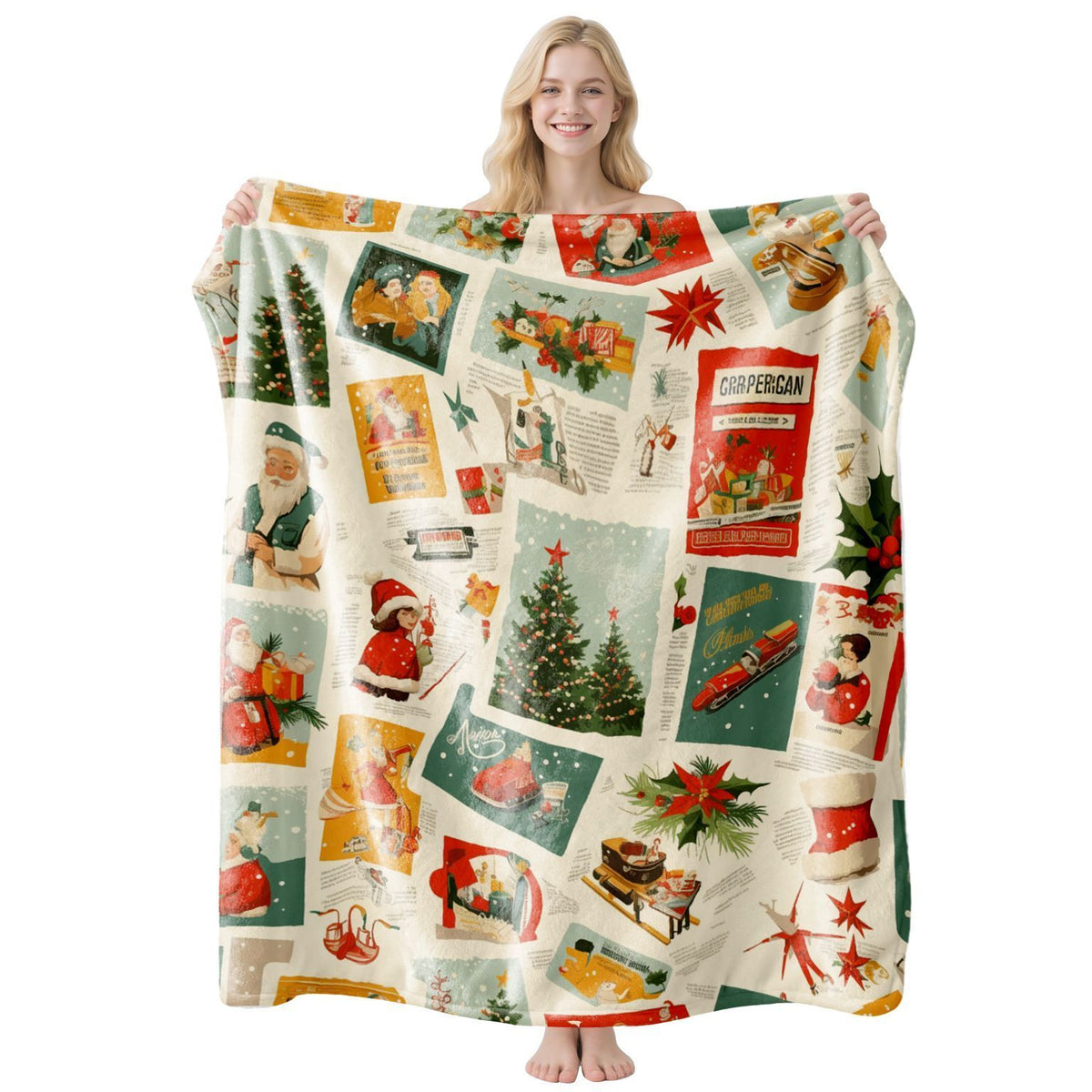 All‑round Warm Flannel Blanket, Festive Air‑Condition Throw, Practical Gift For Christmas & Halloween Home Decorative Ornament, Style FLR‑208, Size XL, 150x200cm