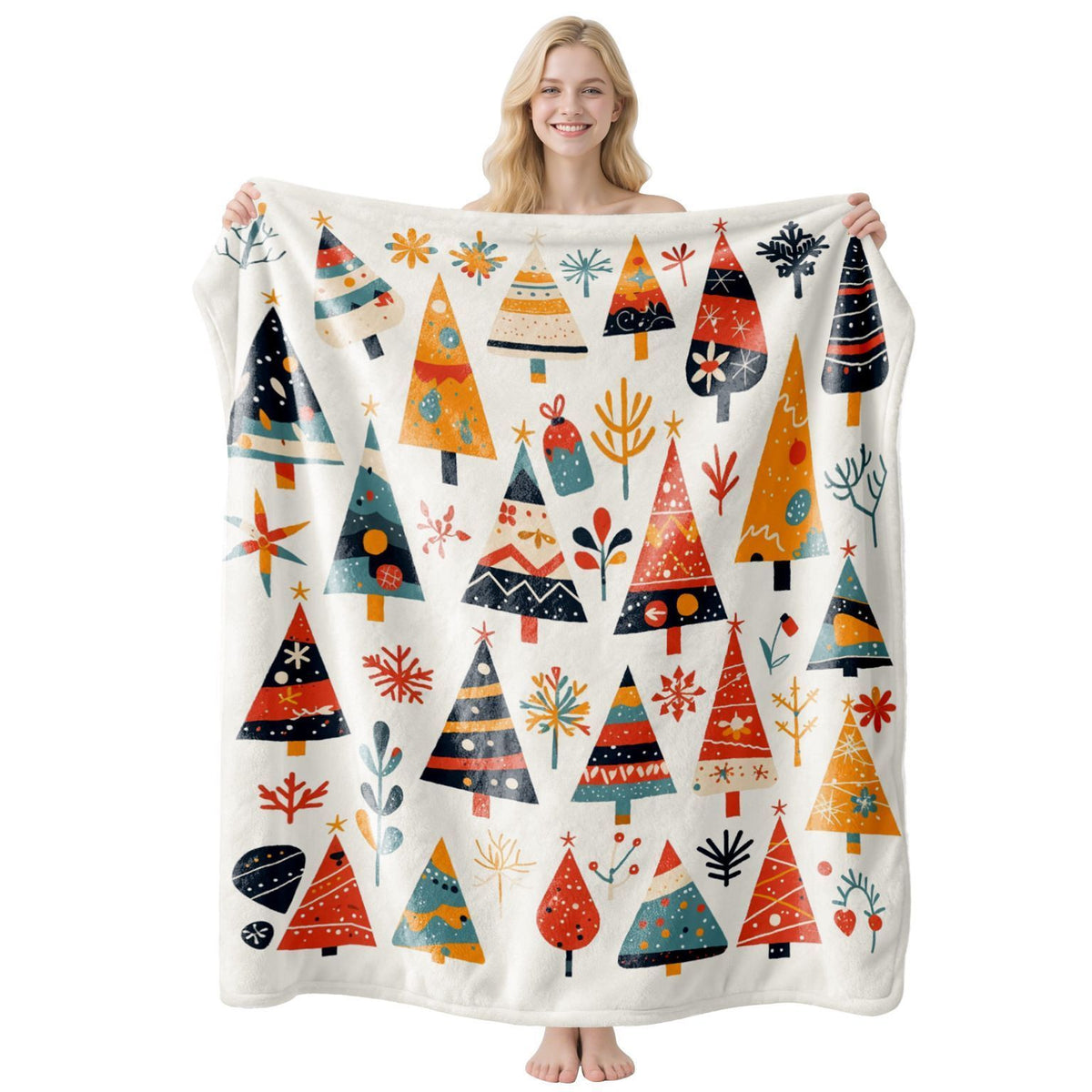 Light‑surface Holiday Flannel Blanket, Sofa Bed Accent Throw, Desirable Present For Christmas & Halloween Family‑focused Holiday Gifting, Style FLR‑212, Size S, 100x130cm