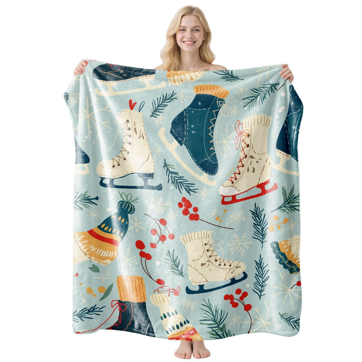 Snuggly Household Flannel Throw Blanket, Christmas & Halloween Air‑Condition Cover, Nice Gift For Afternoon Nap And Casual Indoor Relax, Style FLR‑213, Size M, 100x150cm