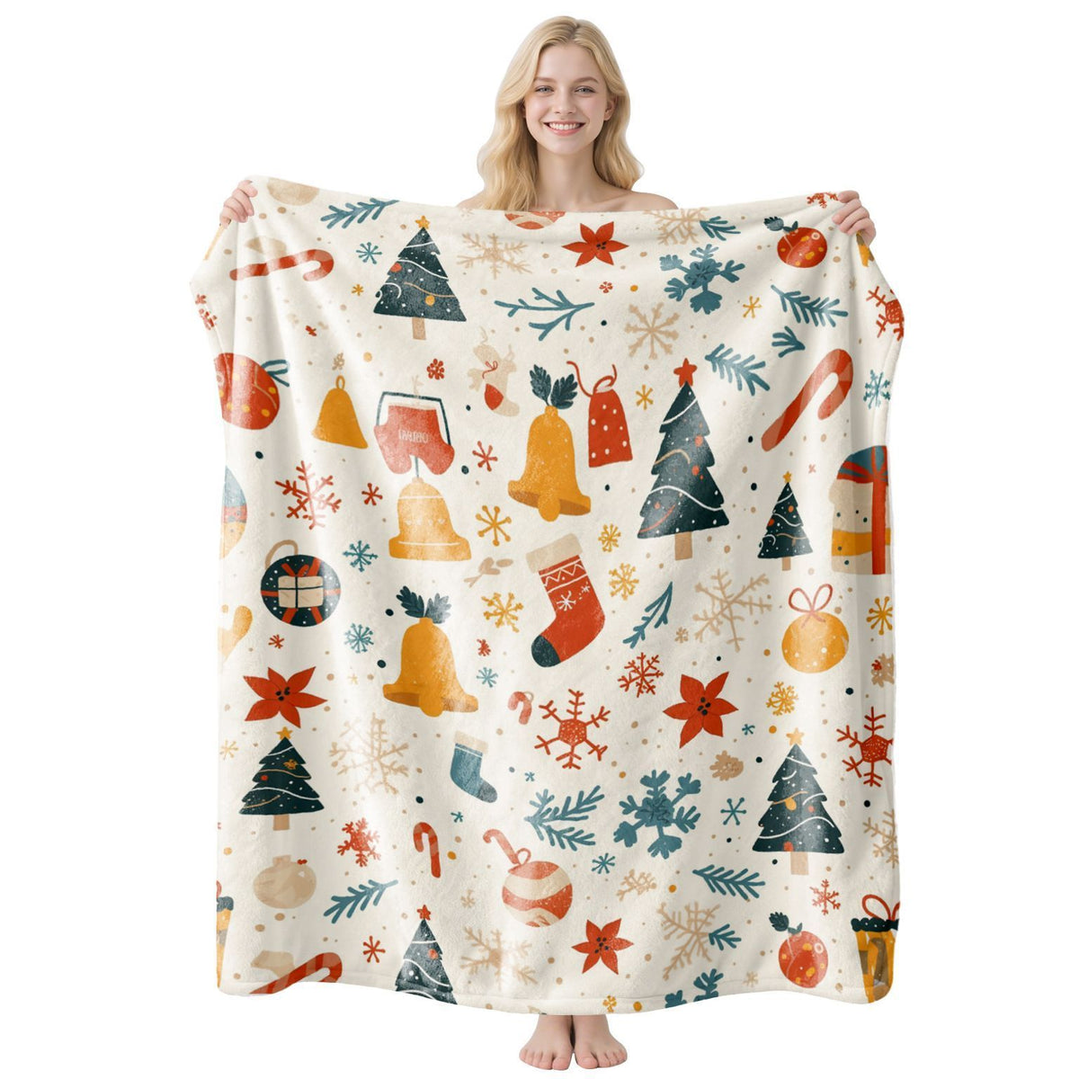 Christmas & Halloween Flannel Throw Blanket, Comfort Indoor Rest Throw, Thoughtful Holiday Gift For Friends And Household Partners, Style FLR‑214, Size S, 100x130cm