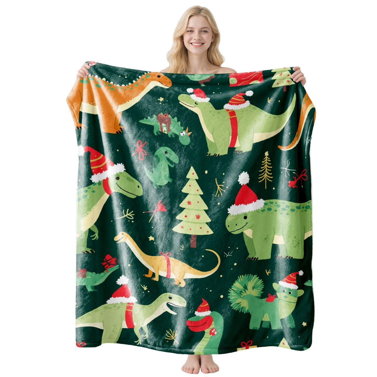 Light‑weight Holiday Flannel Throw, Decorative Couch Blanket For Christmas & Halloween, Delightful Present For Kin Holiday Gift Exchange, Style FLR‑216, Size S, 100x130cm