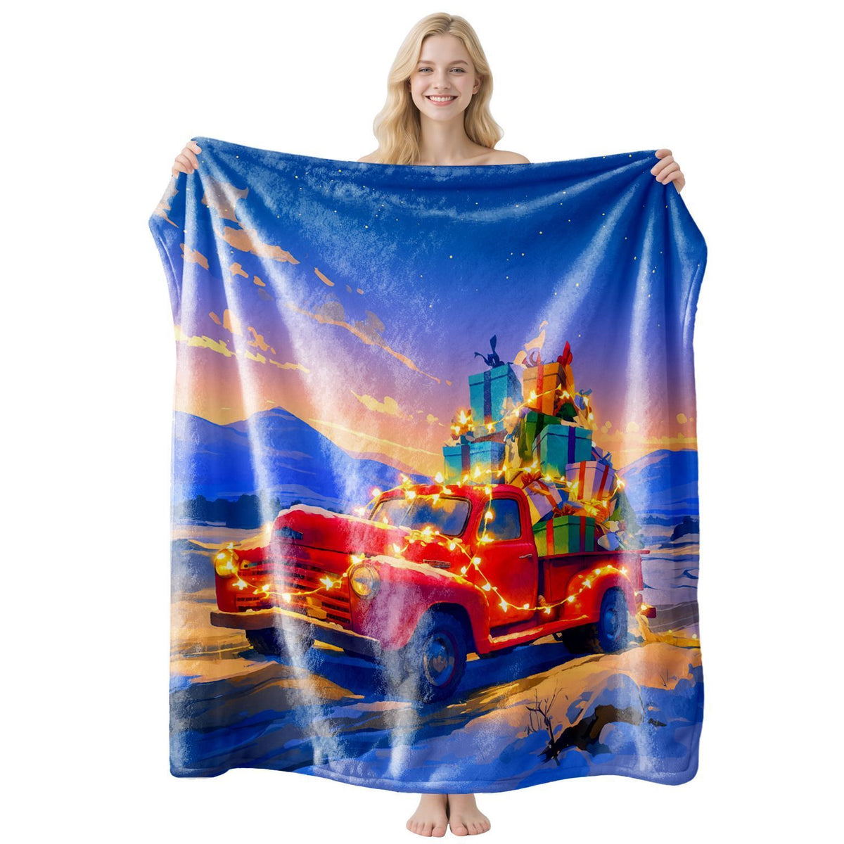 Distinctive Printed Flannel Air‑Conditioning Throw Blanket, Christmas & Halloween Festival Decor Cover, Sweet Holiday Gift For Quiet Indoor Relaxing Hours, Style FLR‑221, Size XS, 75x100cm