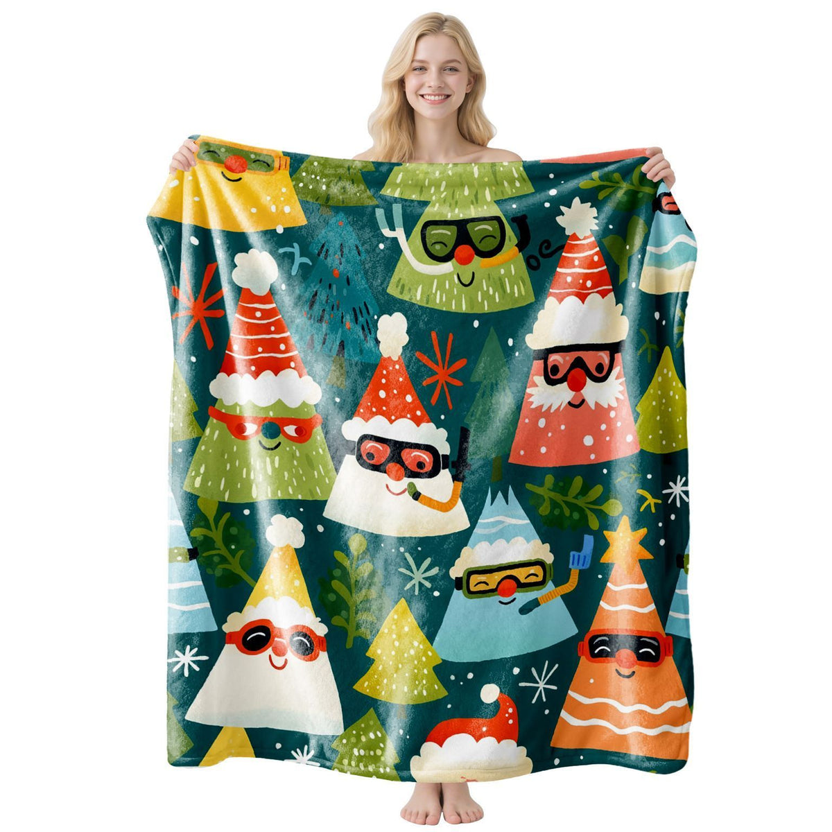 Christmas & Halloween Flannel Throw Blanket, Calm Indoor Lounge Throw, Thoughtful Holiday Gift For Good Friends And Household Relatives, Style FLR‑222, Size S, 100x130cm