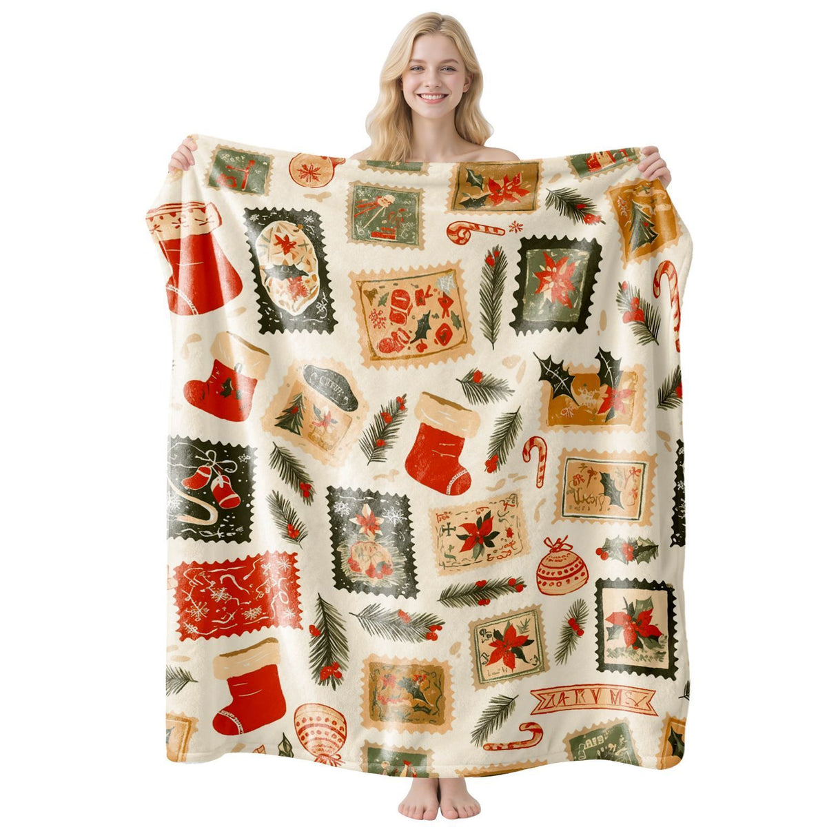 Relax‑focused Flannel Holiday Throw Blanket, Christmas & Halloween Gentle Air‑condition Cover, Thoughtful Present For Domestic Interior Scene Setting, Style FLR‑226, Size S, 100x130cm