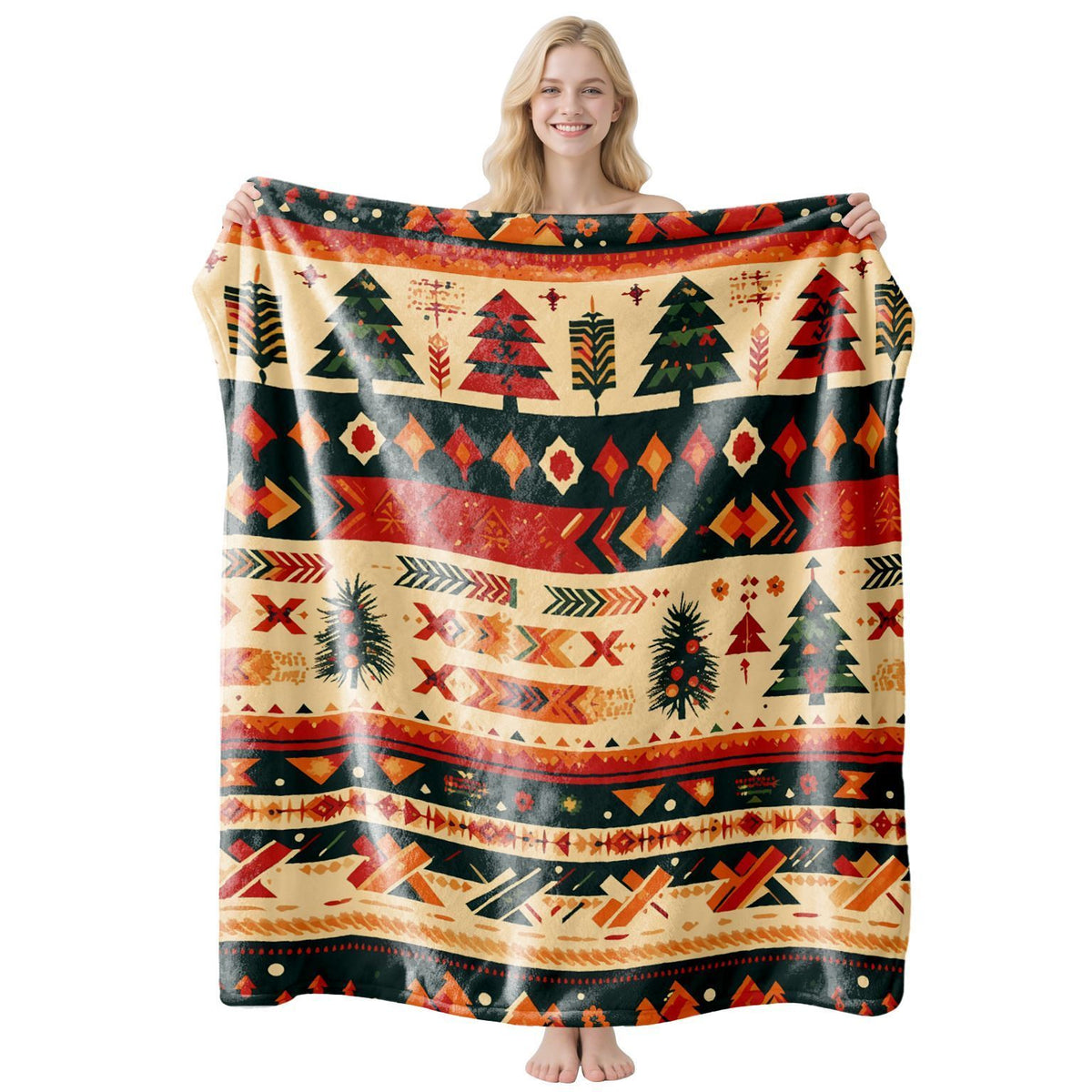 Slim‑texture Holiday Flannel Blanket, Sofa Bed Highlight Accent Throw, Desirable Present For Christmas & Halloween Family‑oriented Holiday Gift Swap, Style FLR‑227, Size S, 100x130cm