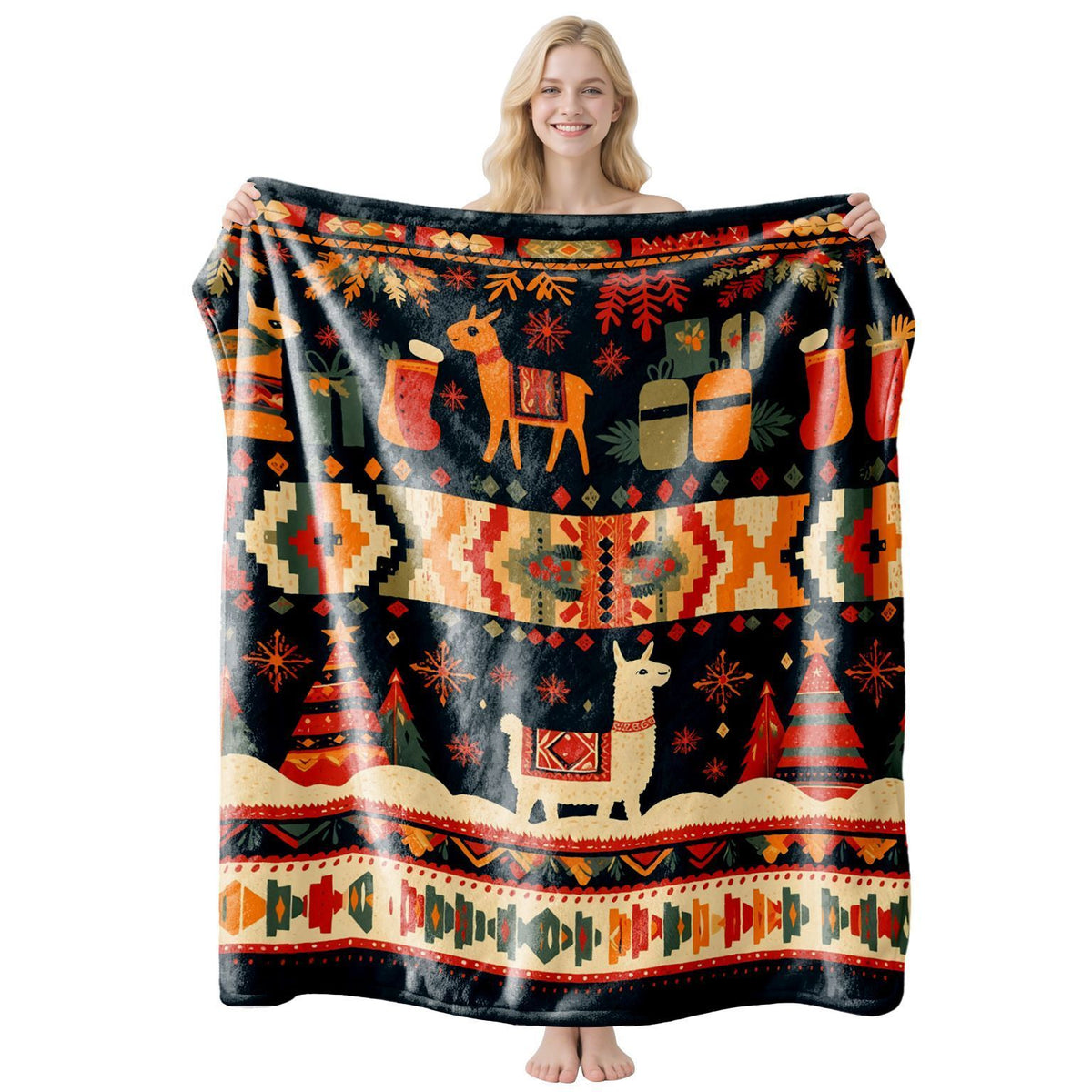 Eye‑catching Printed Flannel Throw Blanket, Christmas & Halloween Home Decor Cover, Delightful Present For Mixed Domestic Living Environments, Style FLR‑229, Size XS, 75x100cm