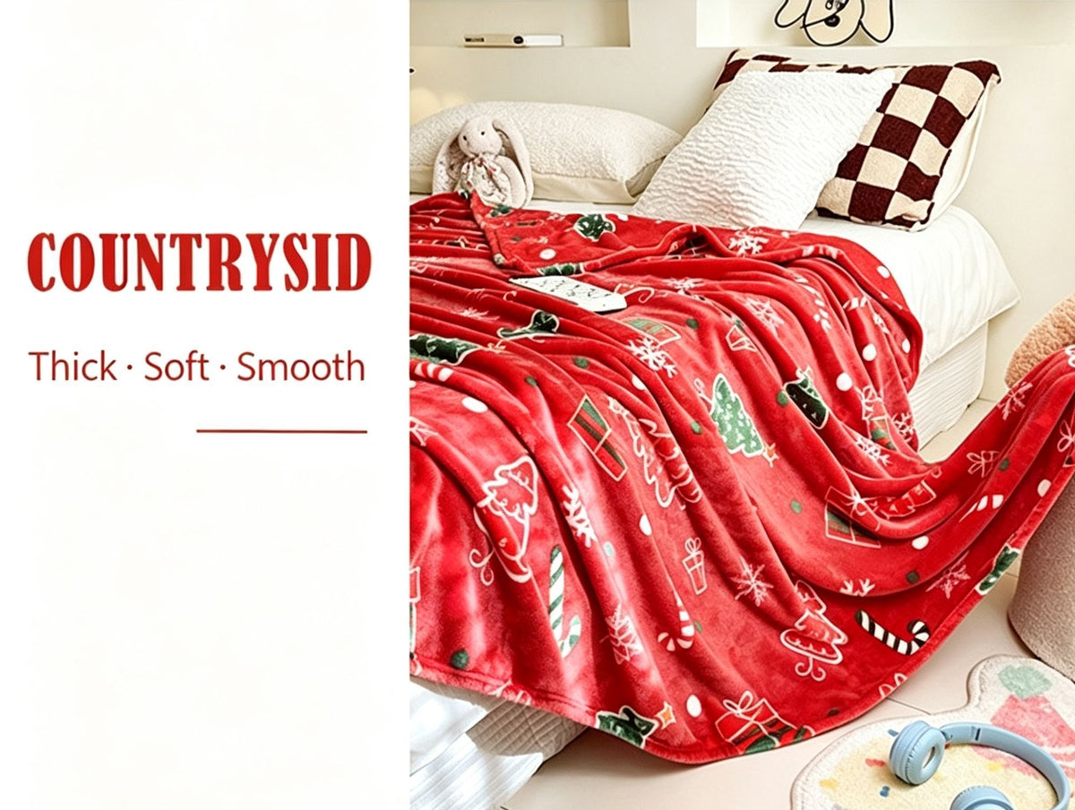 Versatile Flannel Throw Blanket For Christmas & Halloween, Lucky Dog Design, Warm Bed Sofa Cover, Ideal Holiday Gift Option, 180x200cm XL Size