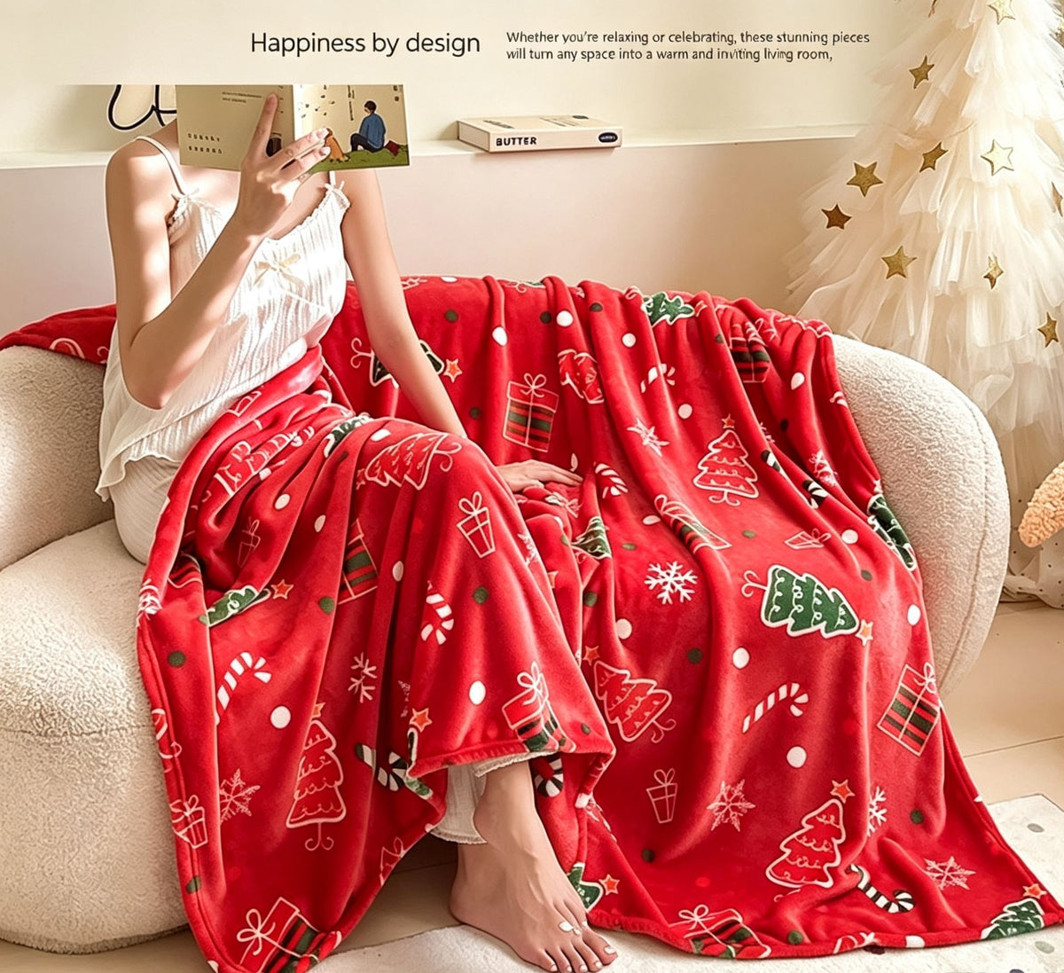 Festive Flannel Throw Blanket For Christmas & Halloween, Christmas Holiday Print, Comfort Home Furnishing Blanket, Delightful Holiday Present, 100x150cm S Size