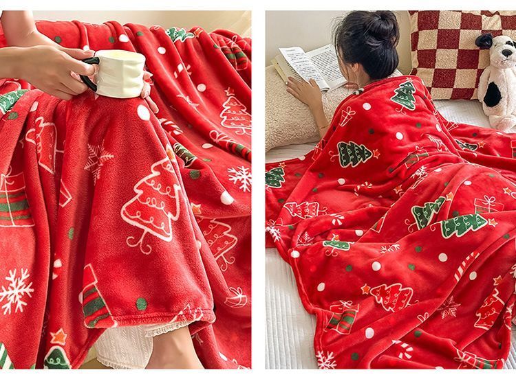 Soft‑handfeel Flannel Throw Blanket Suitable For Christmas & Halloween, Christmas Holiday Motif, For Relax Time, Holiday‑themed Gift Blanket, 120x200cm M Size