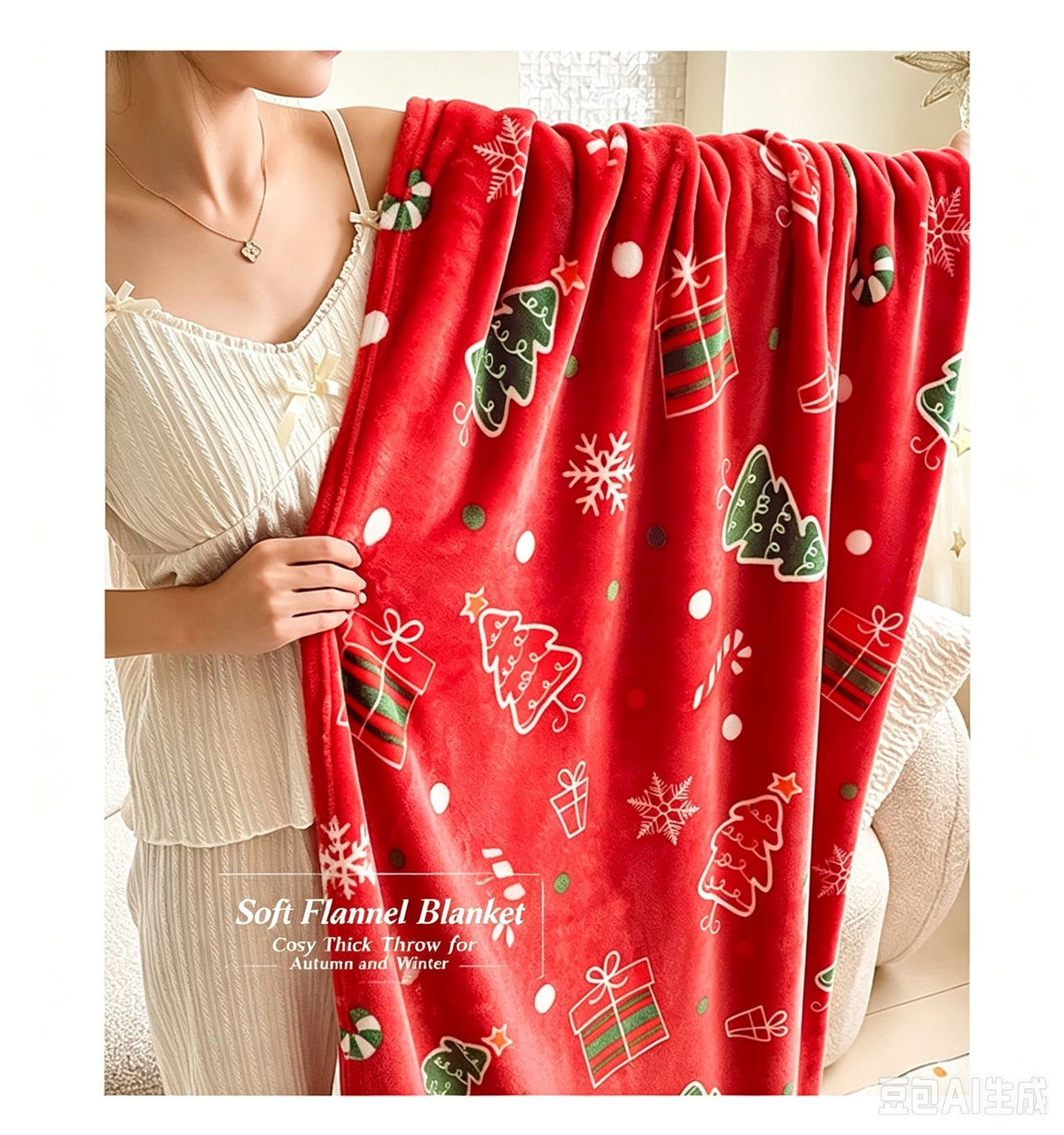 Christmas Holiday Printed Flannel Throw Blanket, For Christmas & Halloween Home Ornament, Warm Household Blanket, Holiday‑ready Gift Pick, 150x200cm L Size