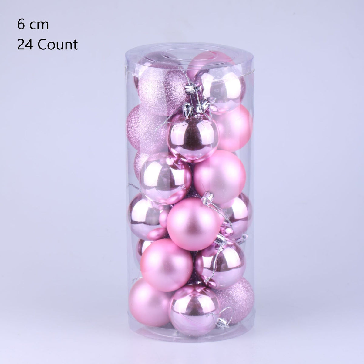 24Pcs Electroplated Plastic Holiday Ornament Balls, Pink 6cm Pendant Baubles for Christmas Tree Trimming and Halloween Indoor Festive Decor