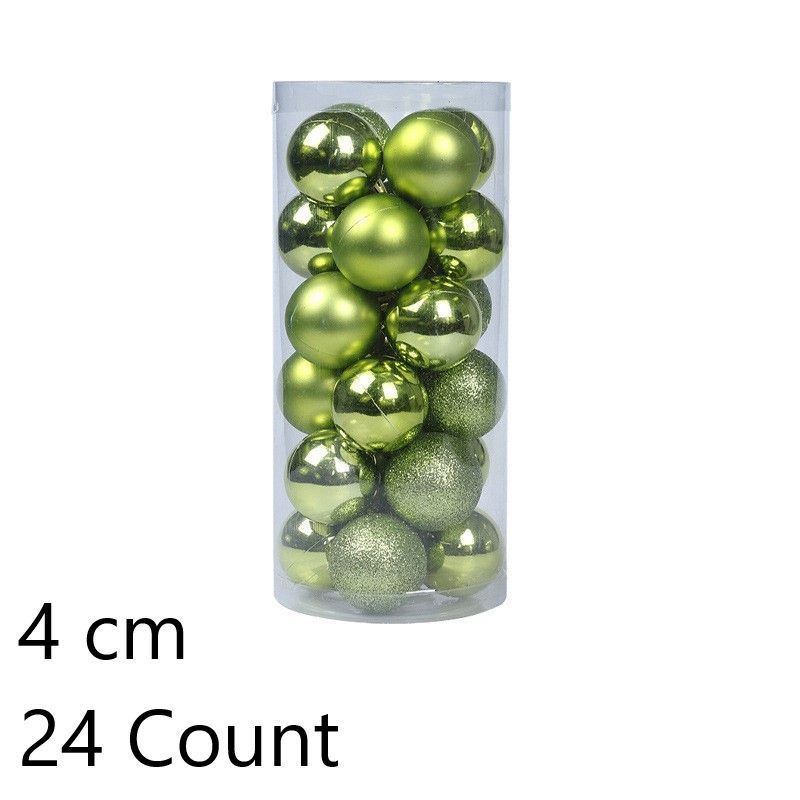 24Pcs Glossy Plastic Holiday Hanging Baubles, Fruit Green 4cm Electroplated Balls Used in Christmas Wreath and Halloween Venue Decoration