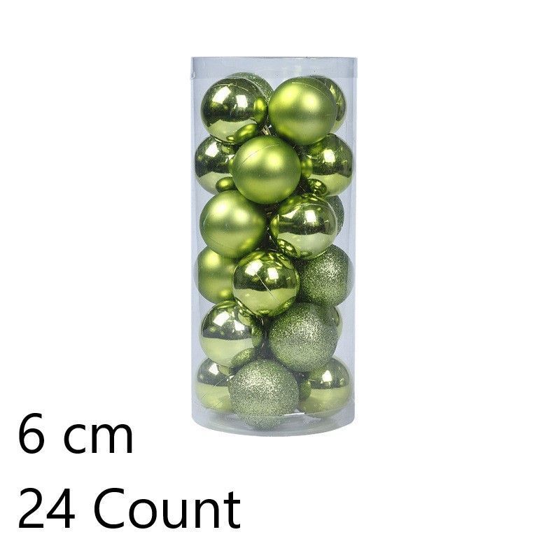 24 Count Plastic Electroplated Festive Ornament Balls, Fruit Green 6cm Tree Hangings for Christmas Layout and Halloween Ambient Decoration