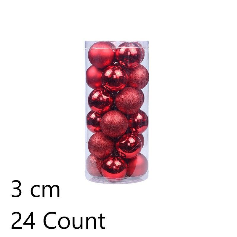 24Pcs Electroplated Plastic Holiday Tree Ornaments, Red 3cm Hanging Balls for Christmas Tree Decor and Halloween Festive Background Layout