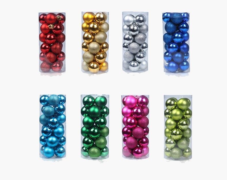 24 Count Shiny Plastic Christmas Pendant Baubles, Red 4cm Electroplated Spheres for Xmas Tree and Halloween Party Wall Decoration