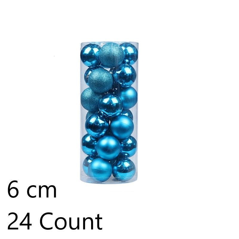 24Pcs Vibrant Plastic Festive Hangings, Lake Blue 6cm Shiny Baubles Ideal for Christmas Tree Trimming and Halloween Home Decor