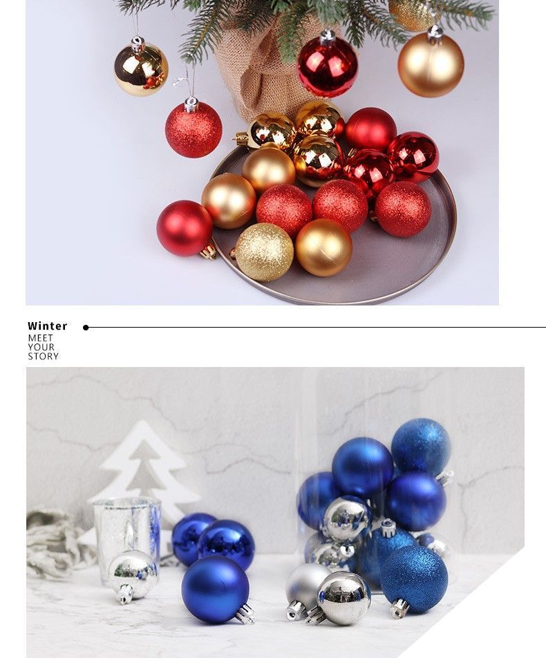 24 Count Plastic Electroplated Xmas Decor Balls, Lake Blue 8cm Pendant Spheres to Enrich Christmas Display and Halloween Party Visual Effect