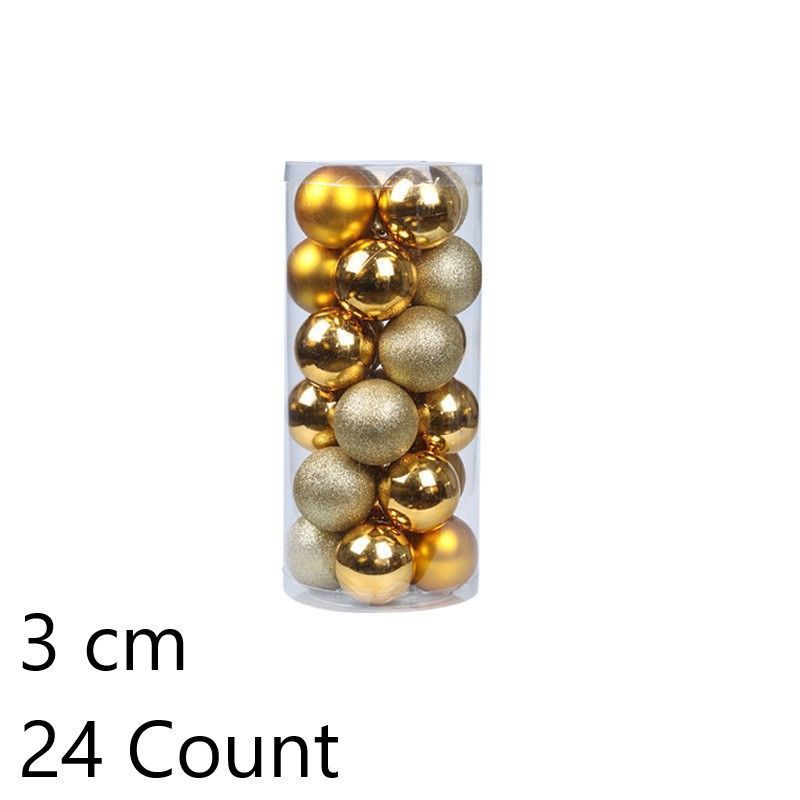 24 Pieces Shiny Plastic Christmas Tree Hanging Ornaments, Gold 3cm Electroplated Baubles for Xmas Layout and Halloween Luxury Style Decoration