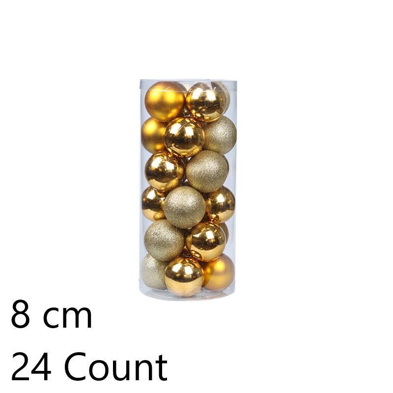 24 Pieces Plastic Electroplated Festive Decor Spheres, Gold 8cm Shiny Balls to Beautify Christmas Tree and Halloween Holiday Scene