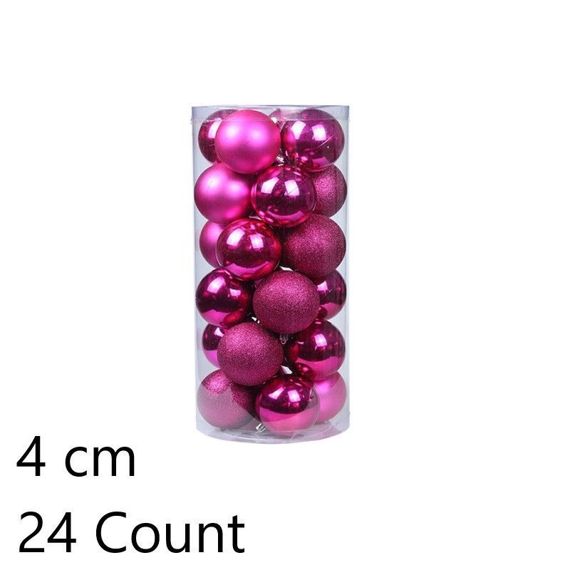 24 Count Electroplated Plastic Holiday Hanging Spheres, Rose Red 4cm Vibrant Baubles Used for Christmas Garland and Halloween Party Decoration