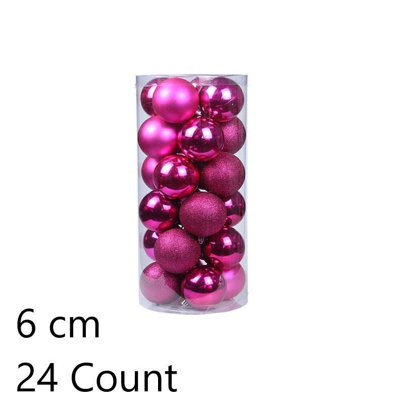 24 Pieces Vibrant Plastic Festive Tree Pendants, Rose Red 6cm Shiny Balls Matching Christmas Display and Halloween Indoor Ambience