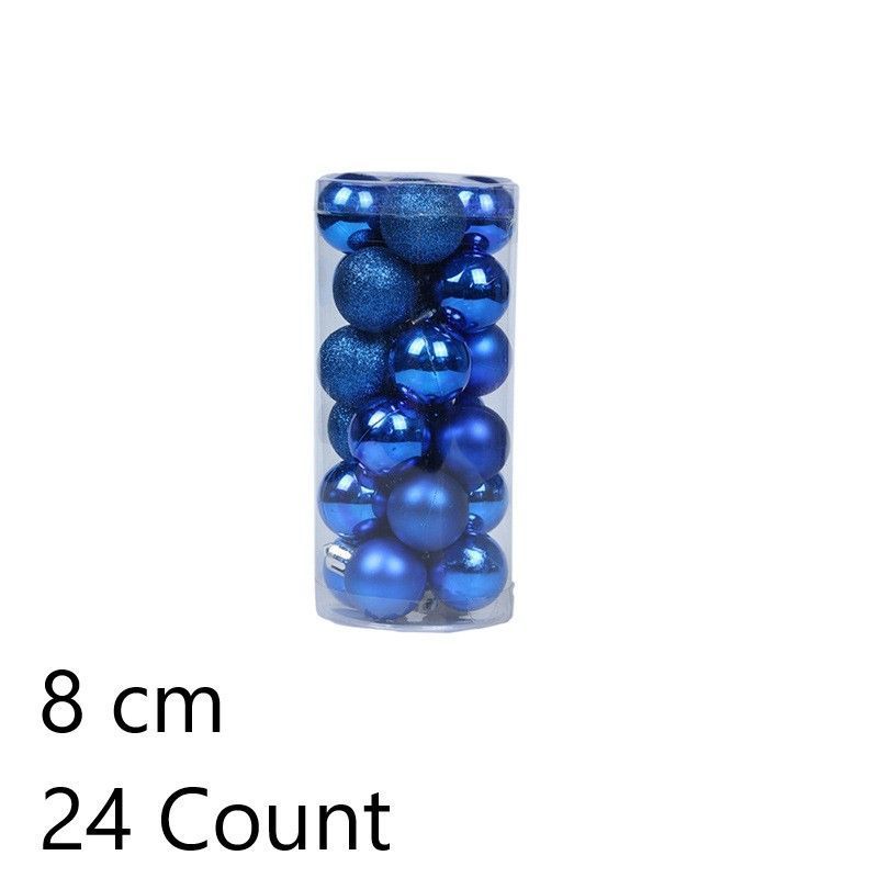 24 Count Plastic Electroplated Xmas Decor Spheres, Dark Blue 8cm Pendant Balls to Optimize Christmas Display and Halloween Party Visual Layout