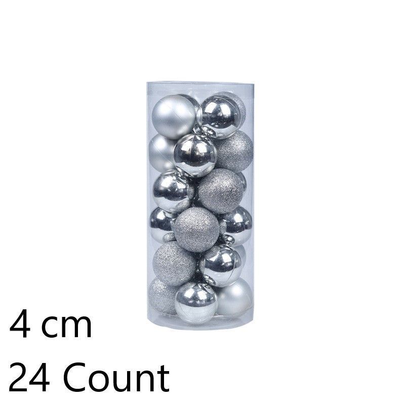 24 Count Electroplated Plastic Holiday Hanging Baubles, Silver 4cm Glossy Pendants Used for Christmas Wreath and Halloween Party Background Layout