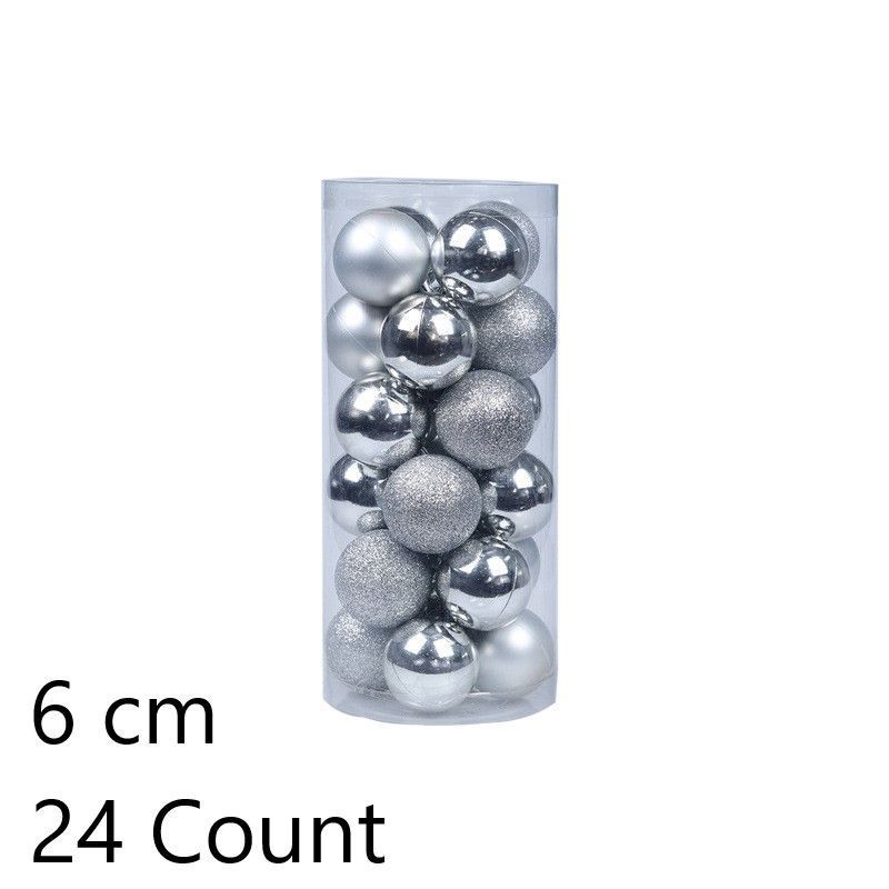 24 Pieces Colorful Plastic Festive Tree Hangings, Silver 6cm Vibrant Balls Matching Christmas Display and Halloween Indoor Ambient Styling