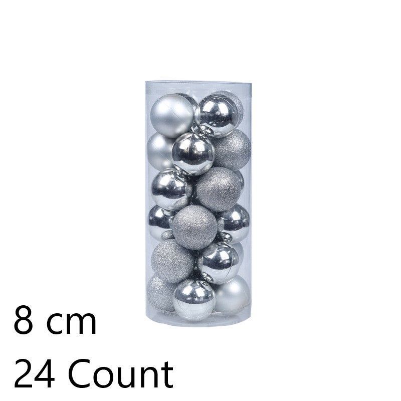 24Pcs Plastic Electroplated Xmas Decor Spheres, Silver 8cm Shiny Baubles to Embellish Christmas Tree and Halloween Celebration Venue