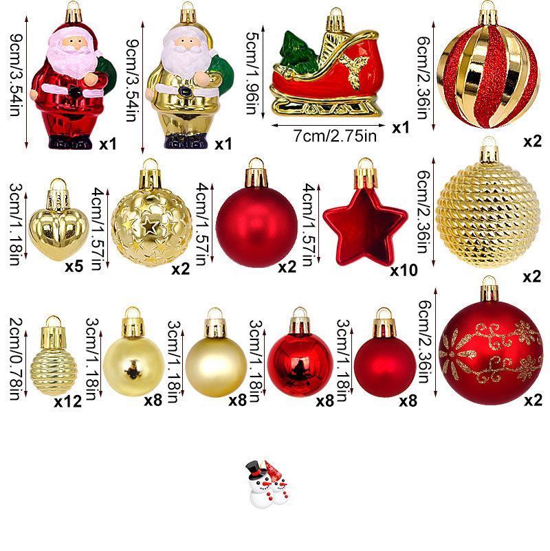 72Pcs Comprehensive Xmas Pendant Kit with House Style Outer Box, Textured Electroplated Baubles and Character Decor in Coffee Gold Tone, Matching Christmas Wreath Arrangement and Halloween Household Scene Design