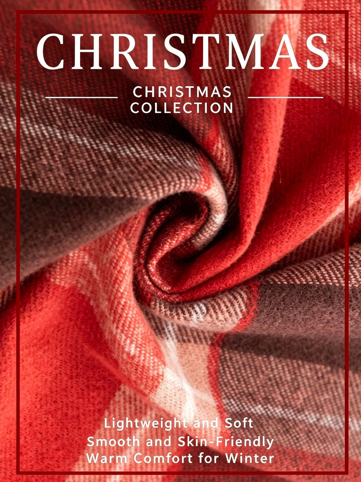 Christmas Themed Grid Warm Scarf, Cashmere Feel All-match Ladies Shawl 37x200cm Xmas Plaid Pattern for Festive Atmosphere Layout & Christmas Holiday Gift