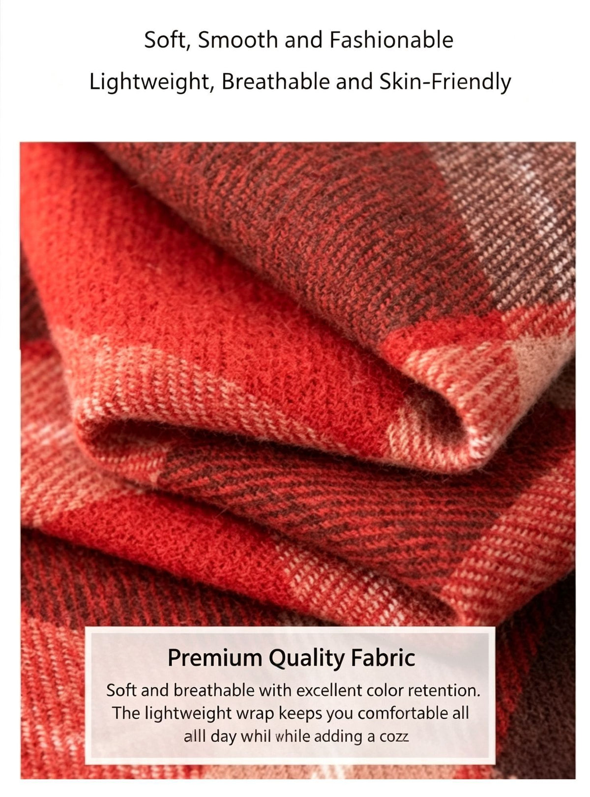 Xmas Red Green Check Scarf, Thick Cashmere Feel Cozy Neck Warmer Shawl 37x200cm Christmas Red Green Grid for Outfit Decor & Holiday Gift Hamper