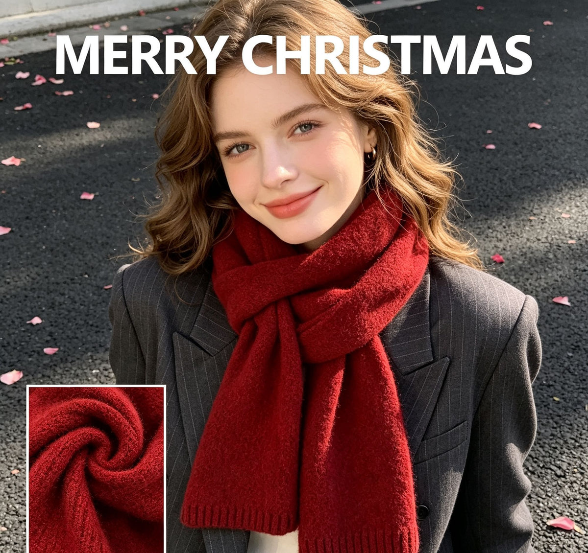 Red Dachshund Pattern Warm Women’s Scarf, Comfortable Cashmere Touch Shoulder Wrap for Fashion Outfit Styling and Christmas Holiday Gift Giving