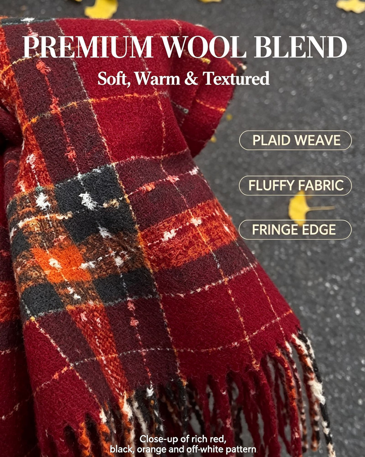 Red Dachshund Pattern Warm Women’s Scarf, Comfortable Cashmere Touch Shoulder Wrap for Fashion Outfit Styling and Christmas Holiday Gift Giving