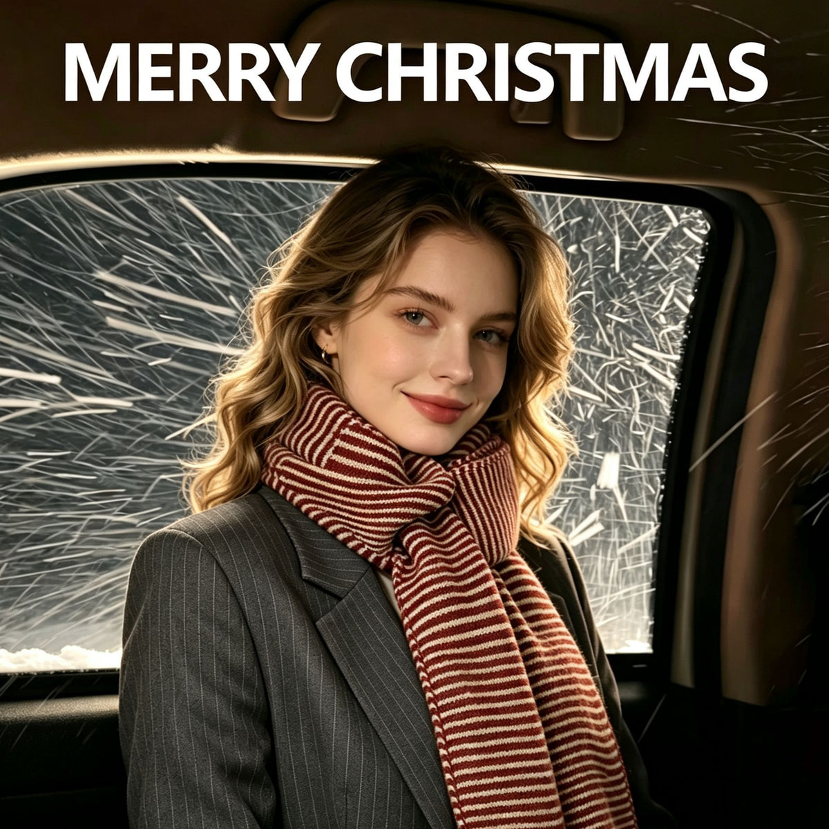 Wide Striped Red Women’s Scarf, Skin-friendly Cashmere Touch Shoulder Wrap for Daily Outfit Matching and Christmas Holiday Present