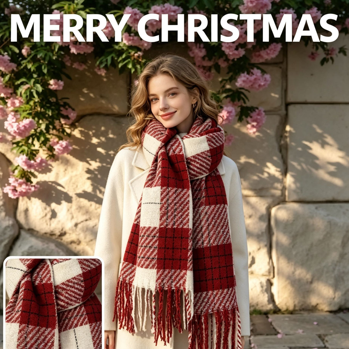 Party Themed Red Versatile Ladies Shawl, Comfortable Cashmere Touch Warm Neck Scarf for Outfit Layering and Christmas Gift Box Matching