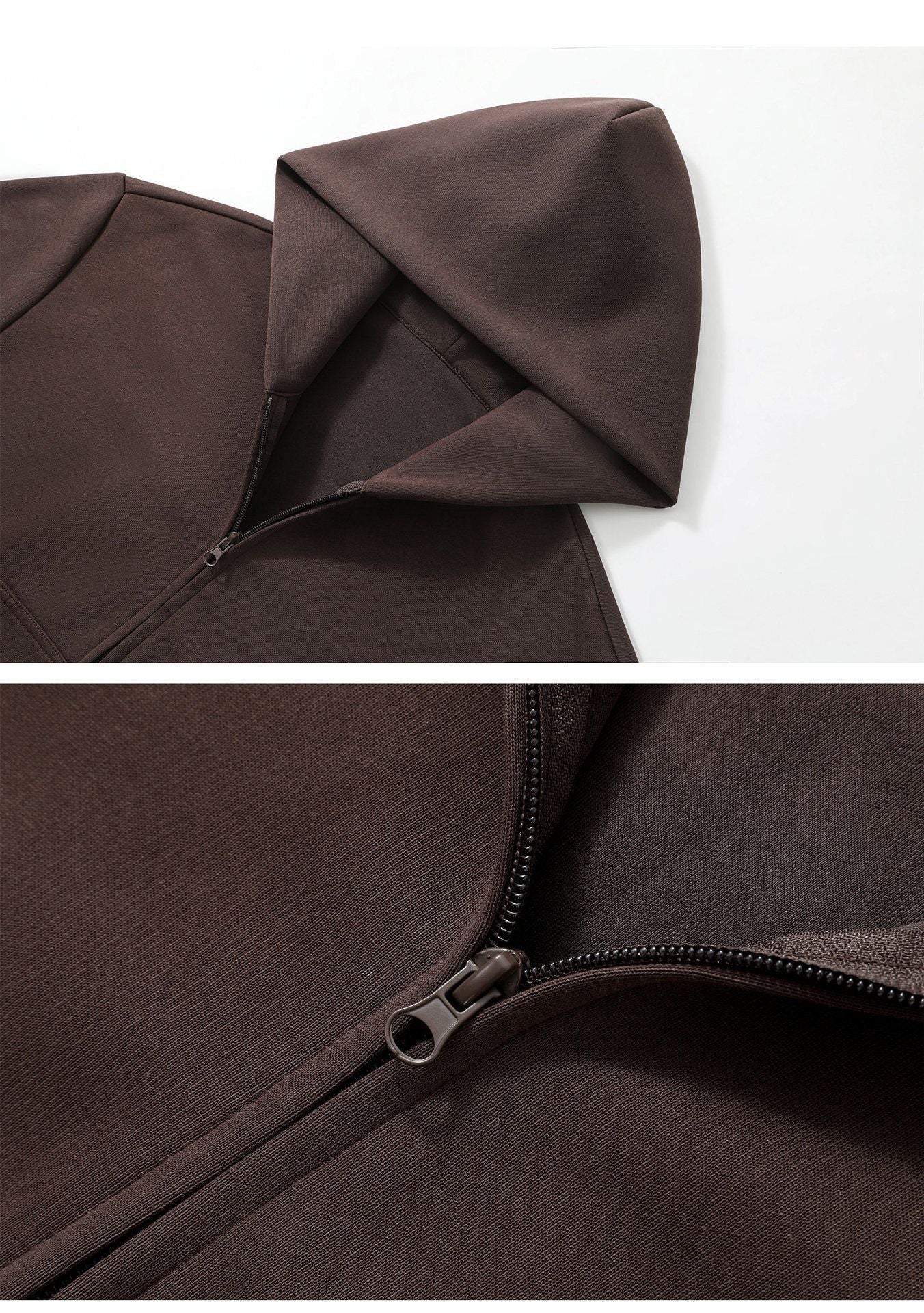 Women Chestnut Brown Three-Piece Casual Sweatsuit, Oversized Comfort Fit Size L, Ready-to-Wear Daily Wardrobe Essential