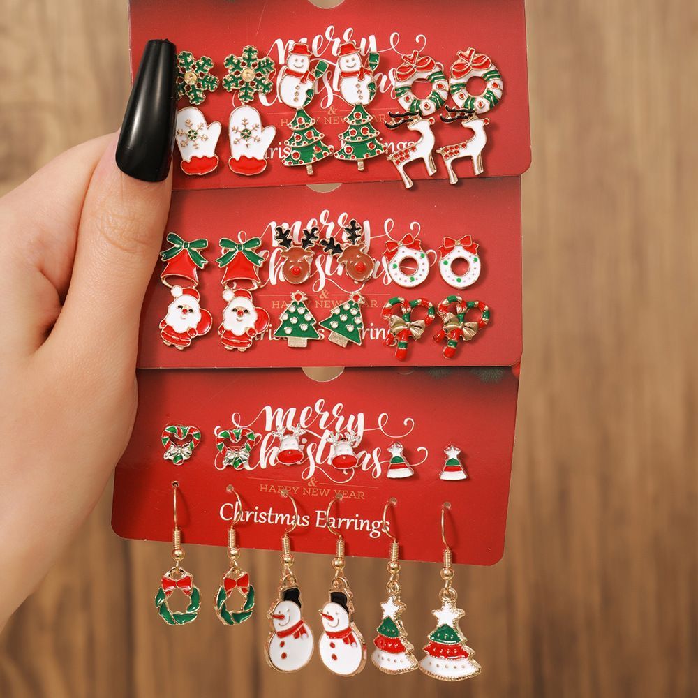 E1254-1 Atmosphere Enhancing Small Earrings, Christmas & Halloween Festival Dress Up Accessory, Long-lasting Wear Ear Ornaments, Portable Holiday Souvenir Gift