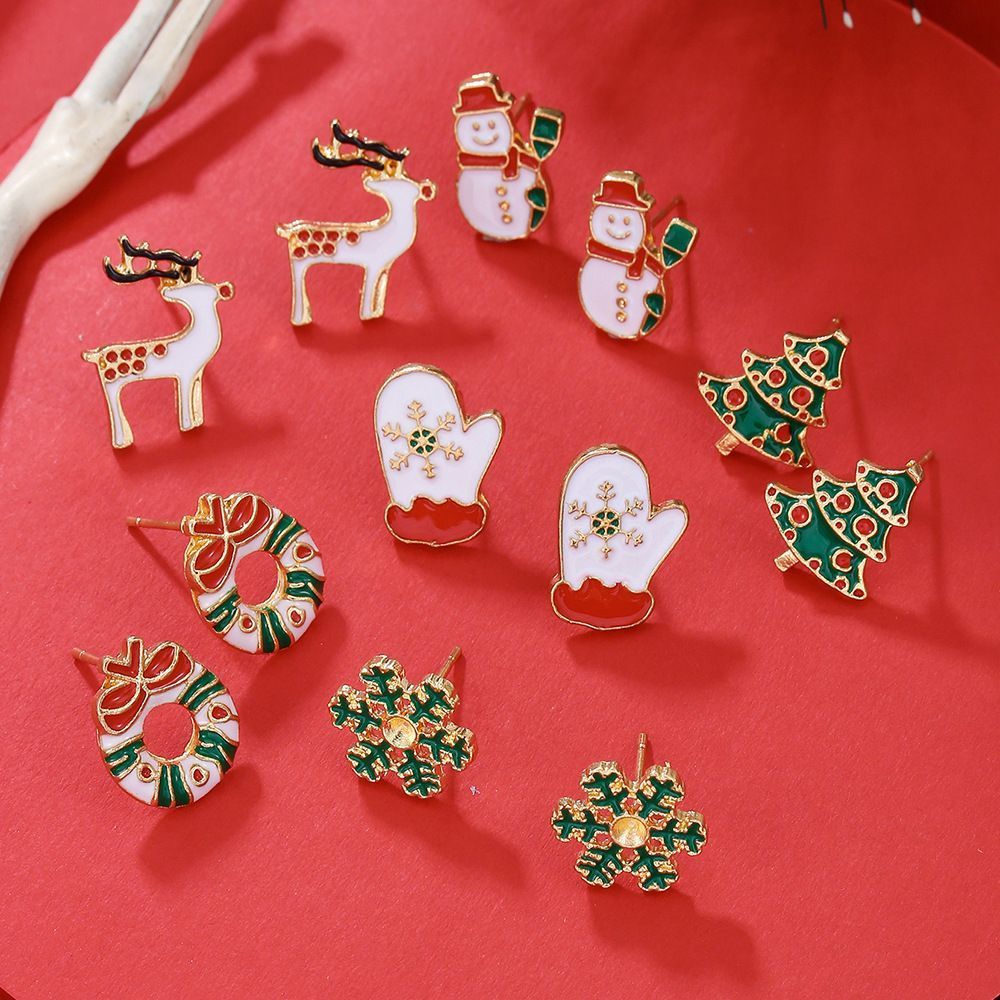 E1254-1 Atmosphere Enhancing Small Earrings, Christmas & Halloween Festival Dress Up Accessory, Long-lasting Wear Ear Ornaments, Portable Holiday Souvenir Gift