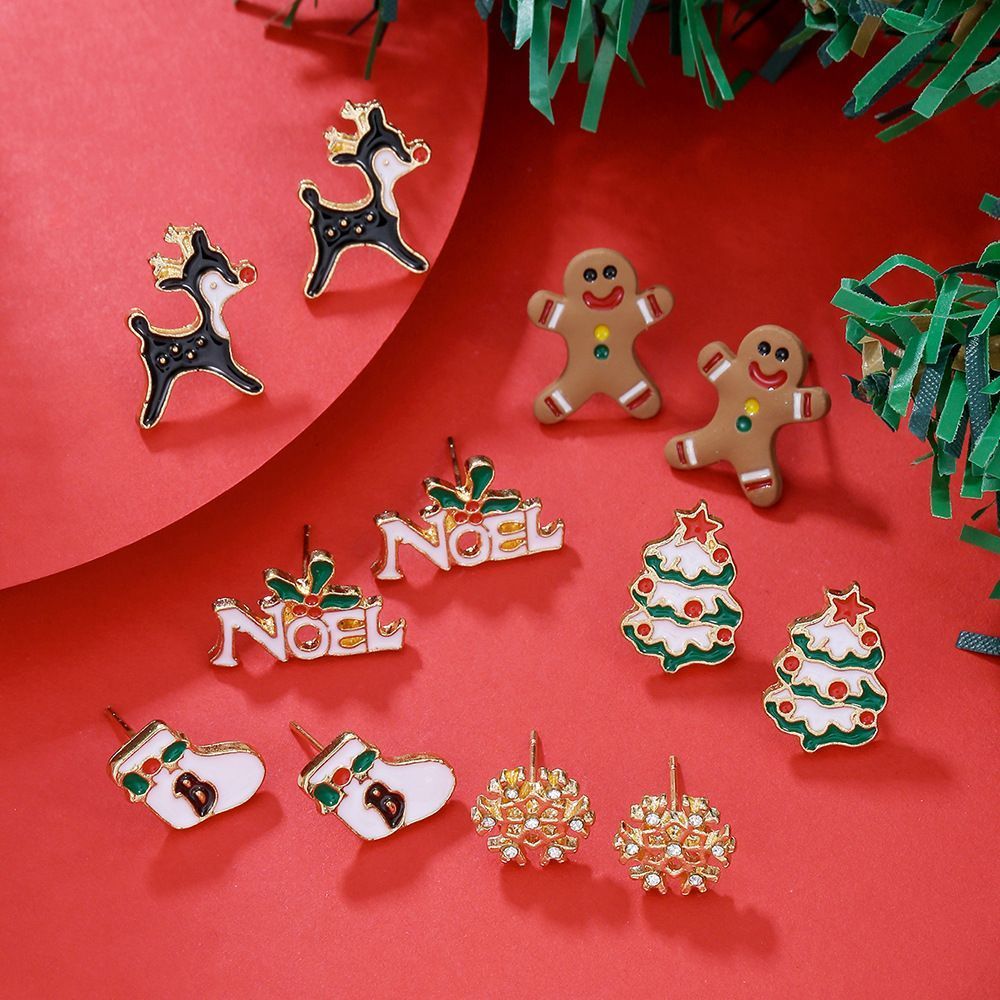 E1254-1 Atmosphere Enhancing Small Earrings, Christmas & Halloween Festival Dress Up Accessory, Long-lasting Wear Ear Ornaments, Portable Holiday Souvenir Gift