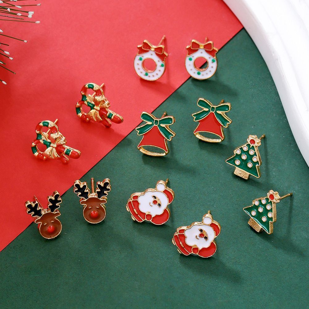 E1254-1 Atmosphere Enhancing Small Earrings, Christmas & Halloween Festival Dress Up Accessory, Long-lasting Wear Ear Ornaments, Portable Holiday Souvenir Gift